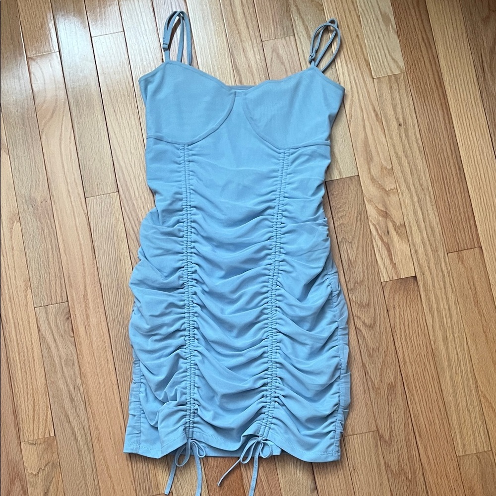 Hollister Light Blue Ruched Mini Dress